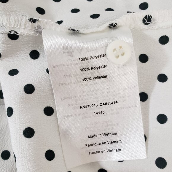 A Pea In The Pod Button-Front Long Sleeve Blouse MEDIUM White Black Polka Dot - Picture 8 of 9